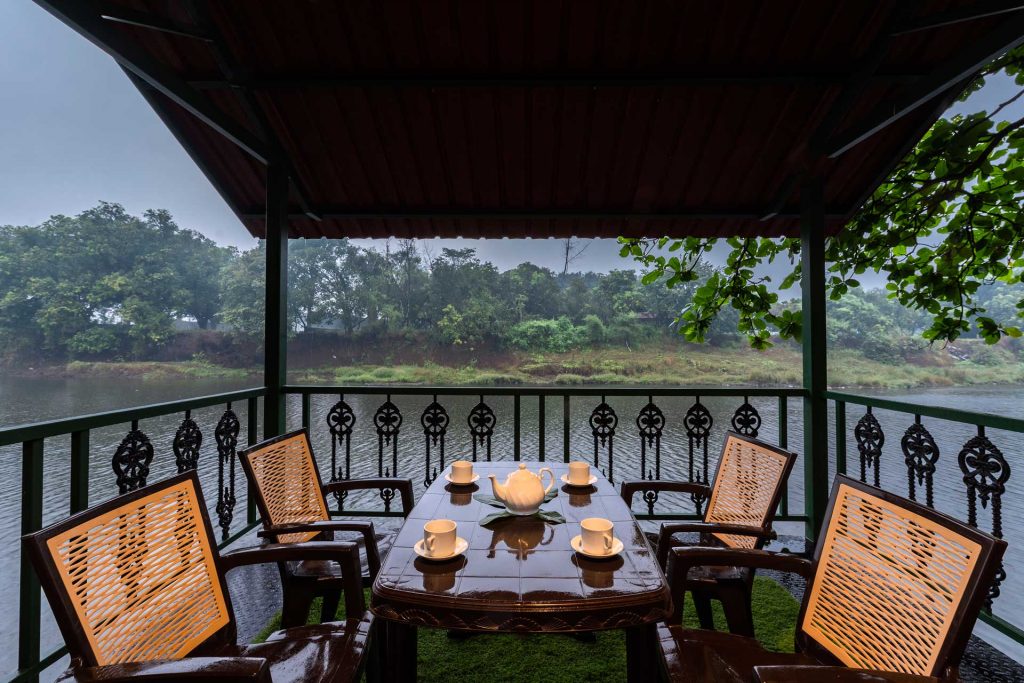 View of the azure waters at this villa in karjat