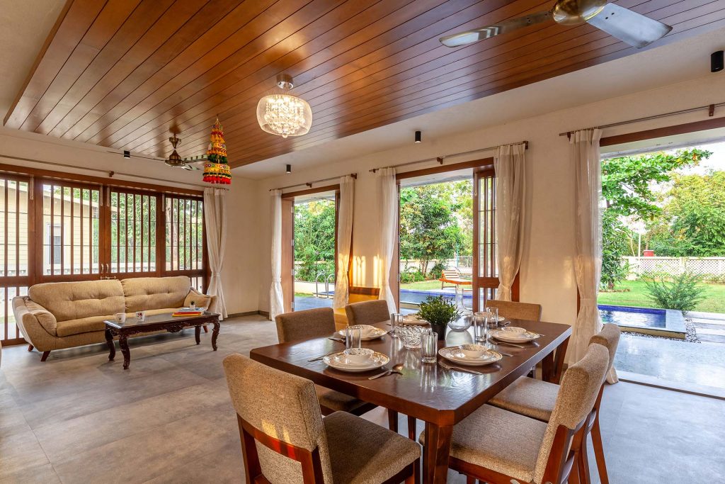 Eclectic dining area at Kesar Baug