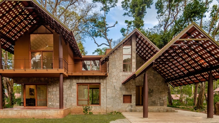 Book a villa with wooden facade