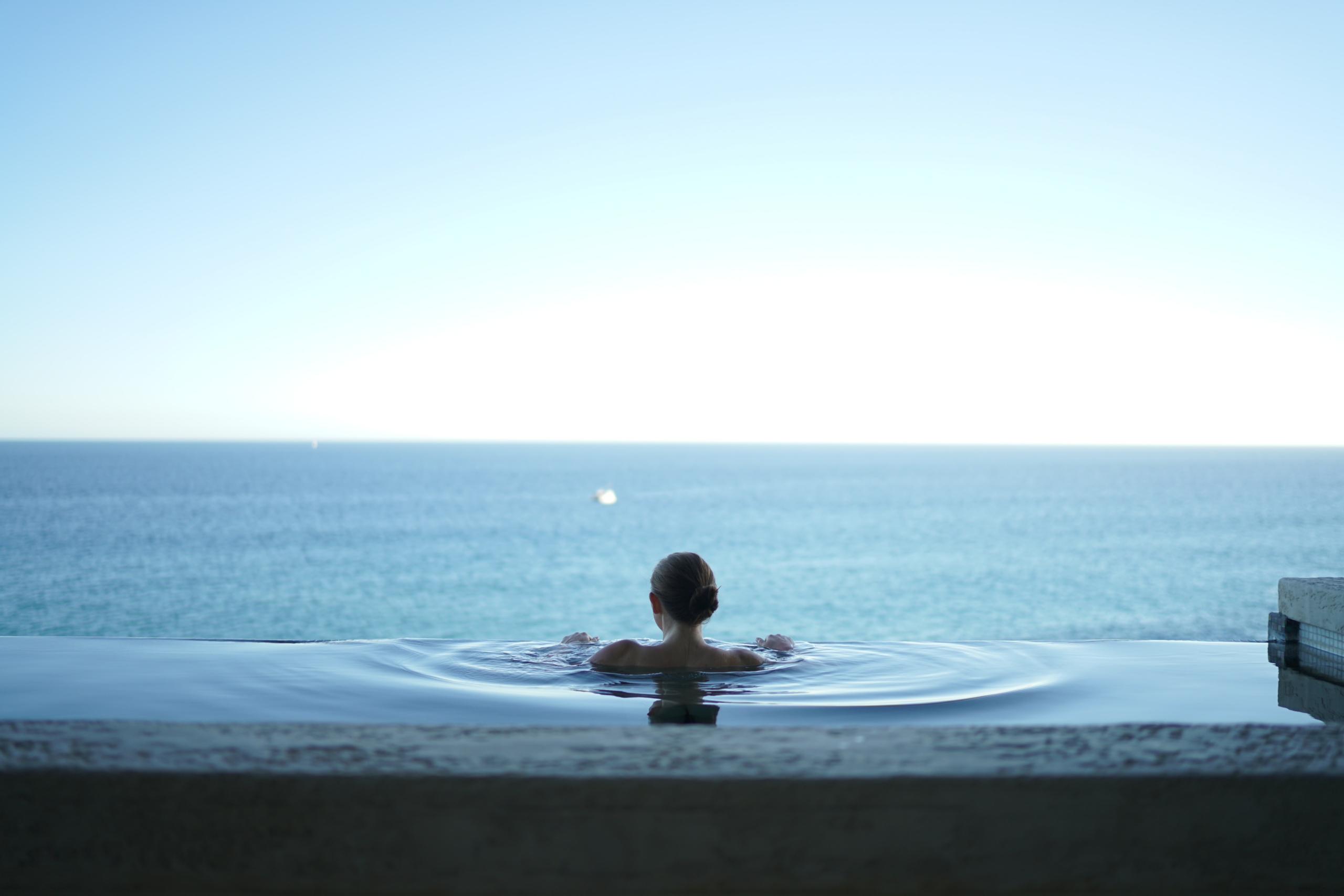 enjoying view from infinity pool villa