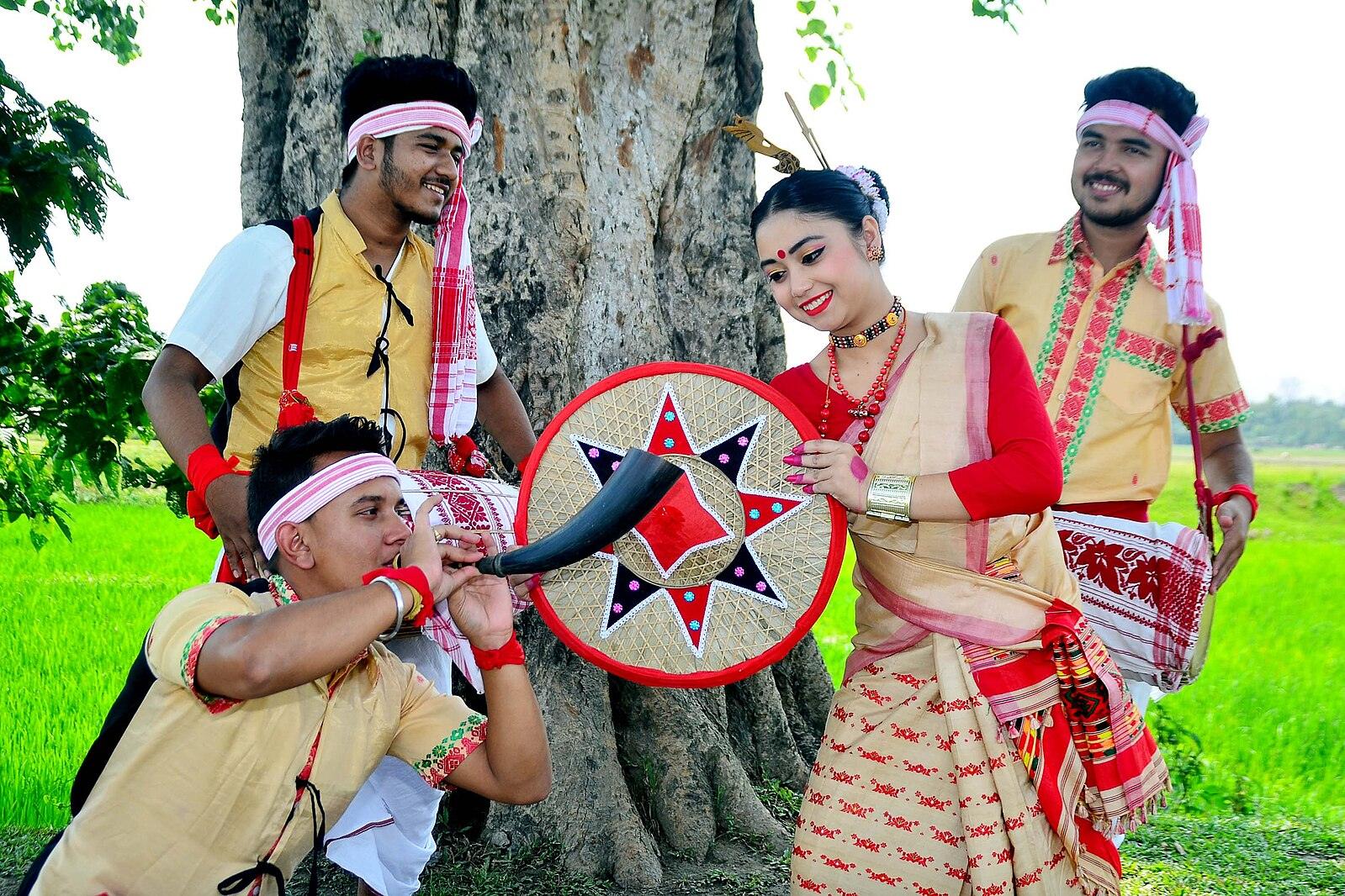 bihu dance during bohag bihu in assam