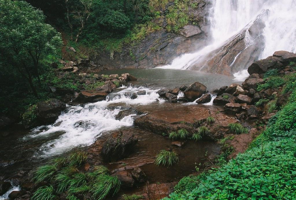 Hebbe Falls, beautiful waterfalls in South India, Chikmagalur, during the monsoon