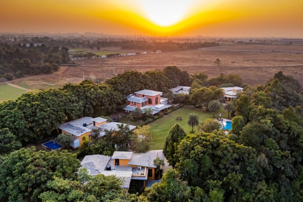 Manvi Estate luxury villa with private pool near Delhi, surrounded by forest