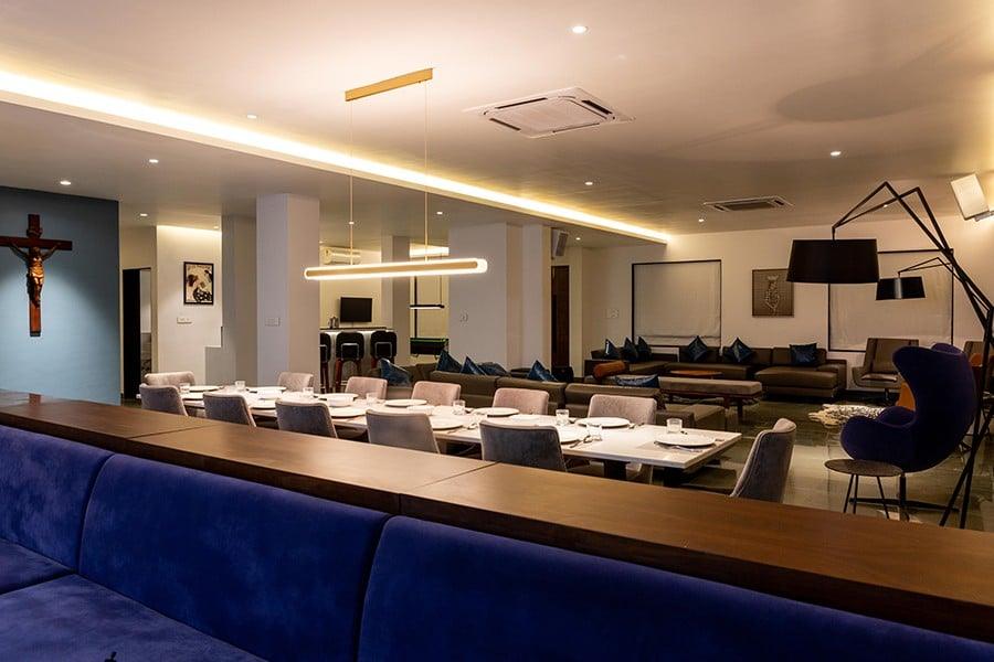 spacious living room in goa villas