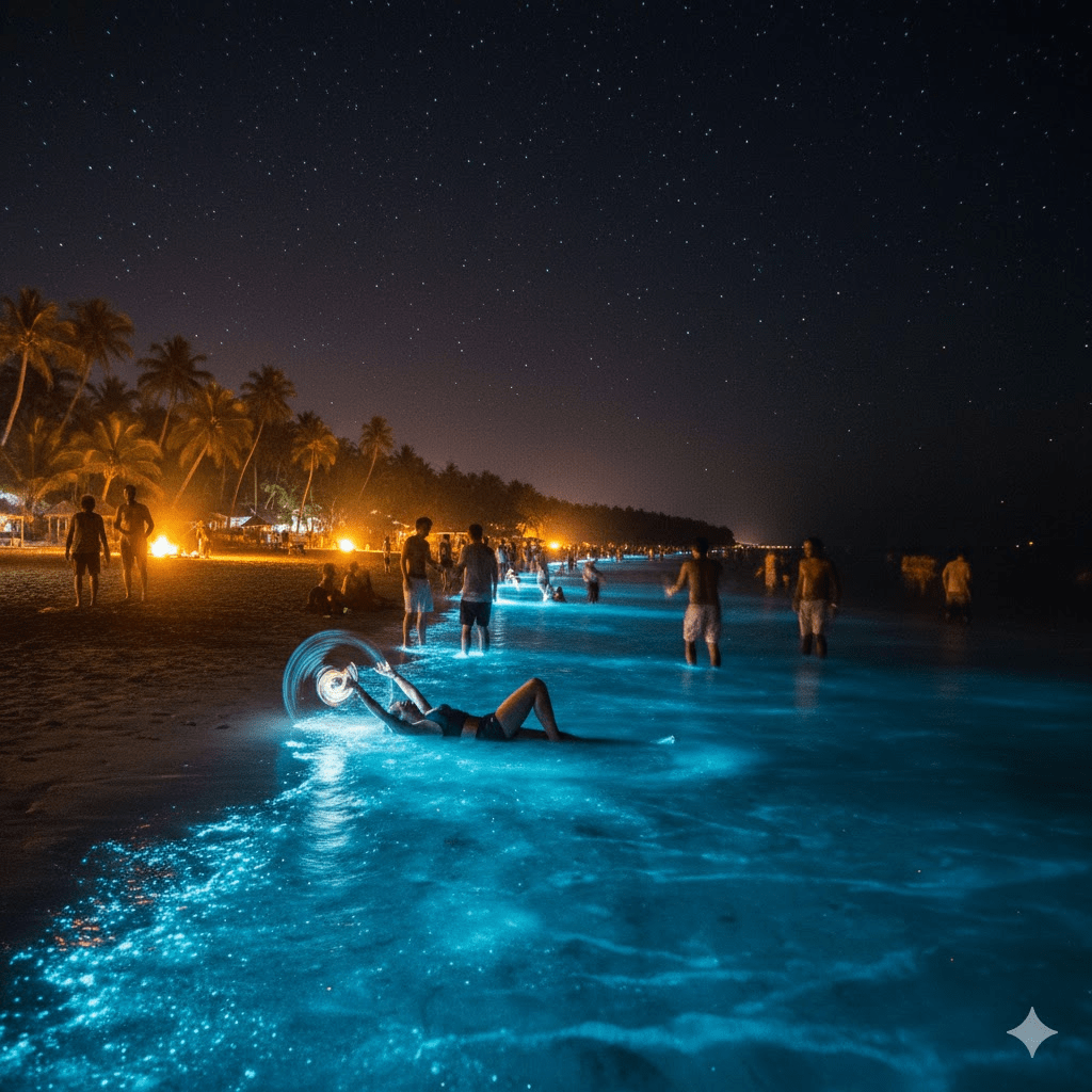 bioluminescence beach in goa