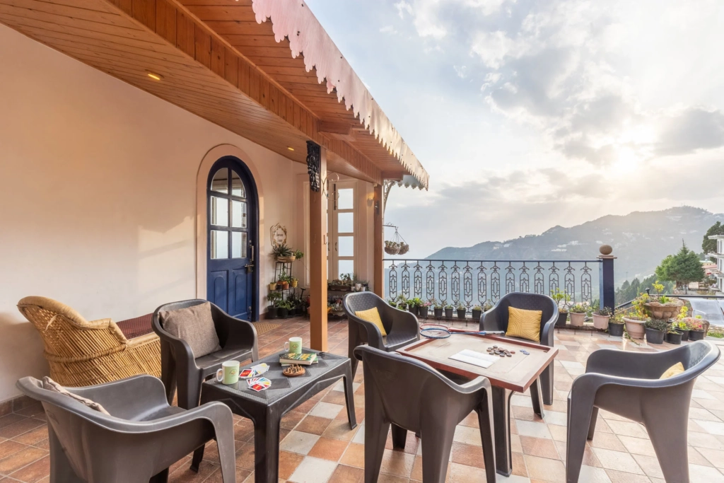 hill view of mussoorie from terrace