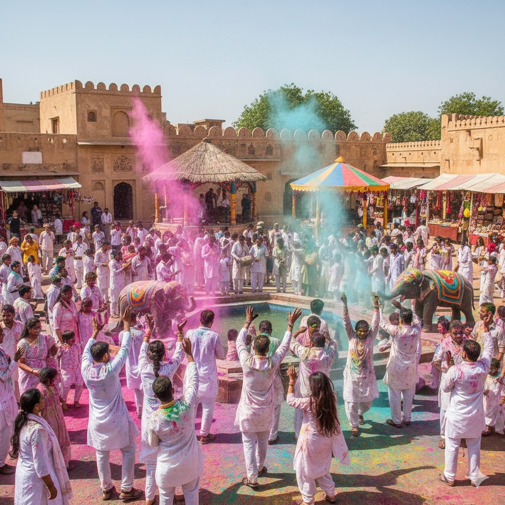 holi in choki dhani in jaipur 2026