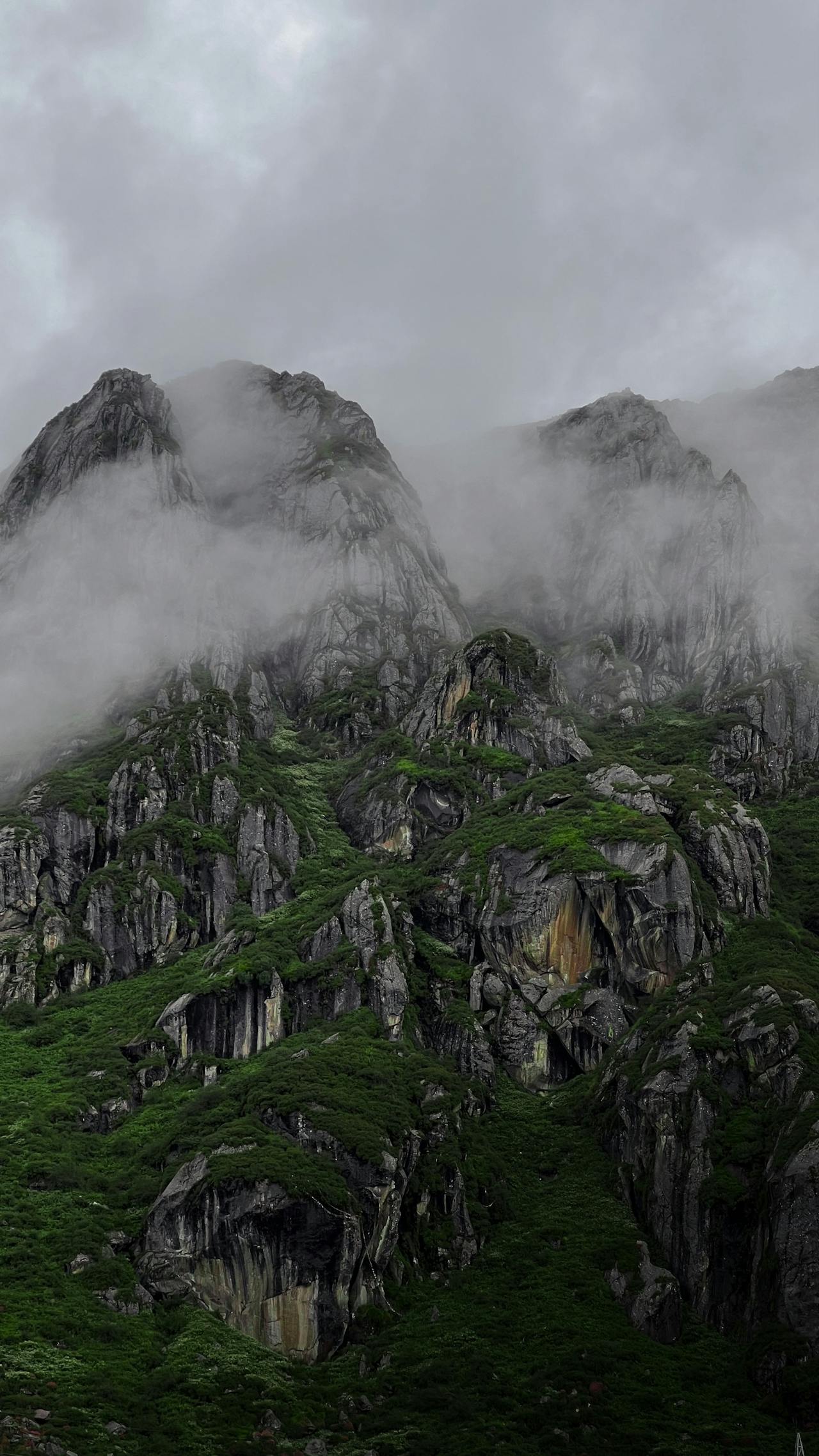 Misty mountain peaks in Gangtok Sikkim