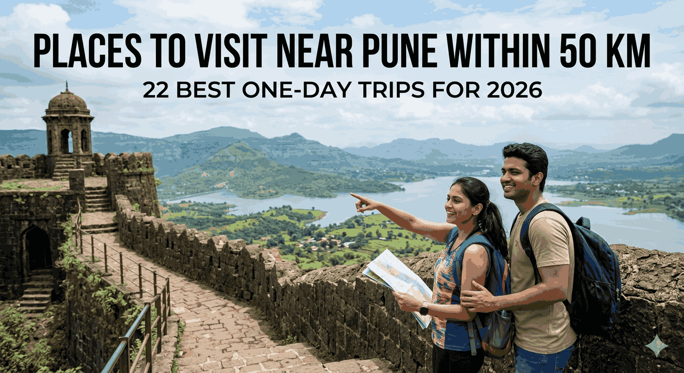 Places to Visit Near Pune Within 50 km: 22 Best One-Day Trips for 2026