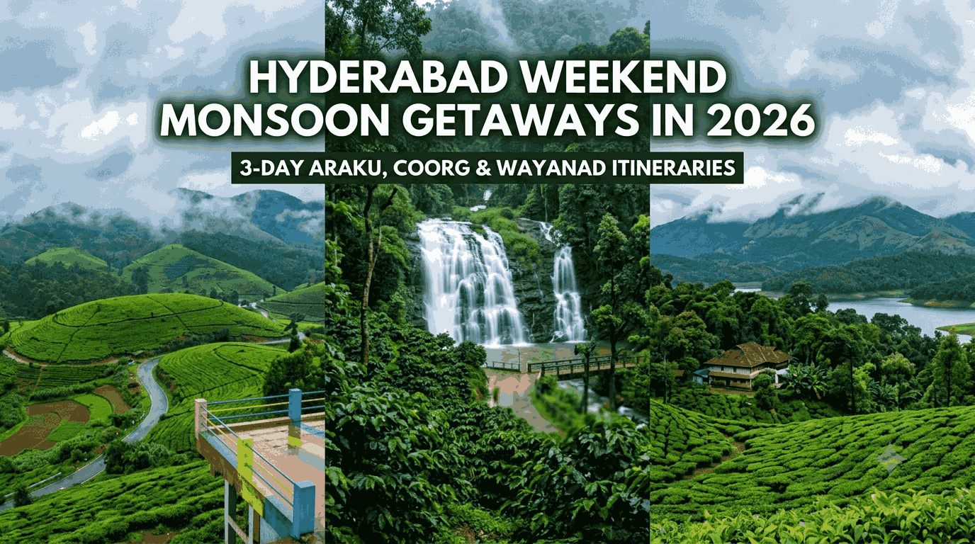 Hyderabad weekend monsoon getaways in 2026: 3-Day Araku, Coorg & Wayanad Itineraries